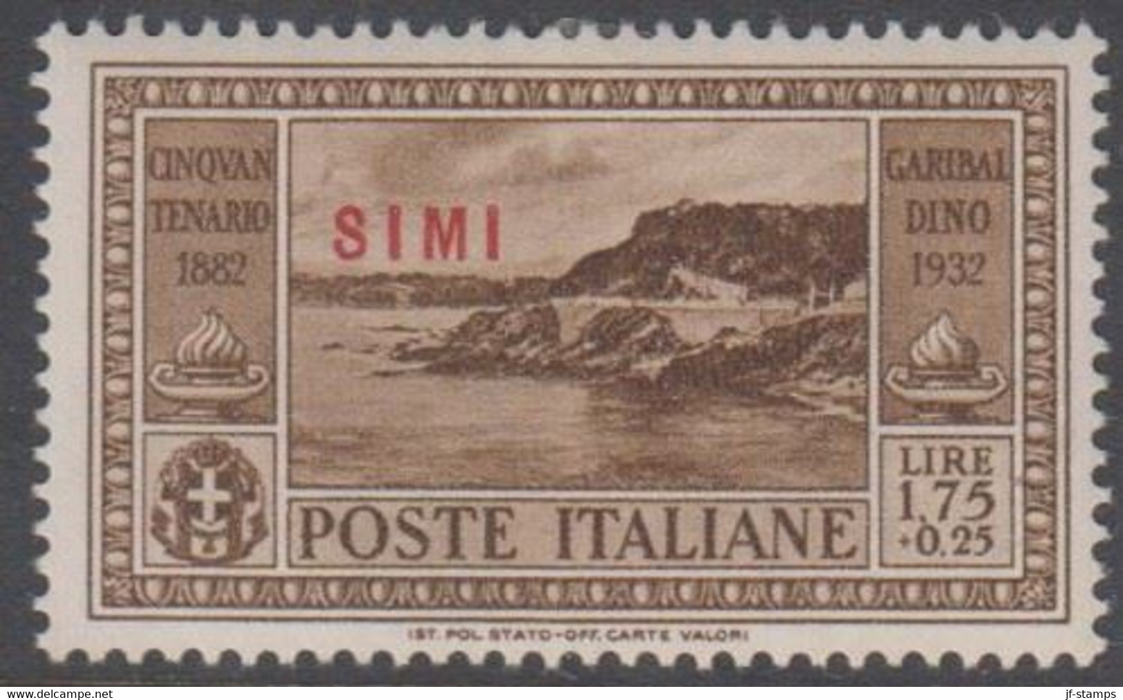 1932. Garibaldi. 1,75 L. + 0,25 L. Overprinted SIMI.  (Michel 95 XII) - JF141024 - Egée