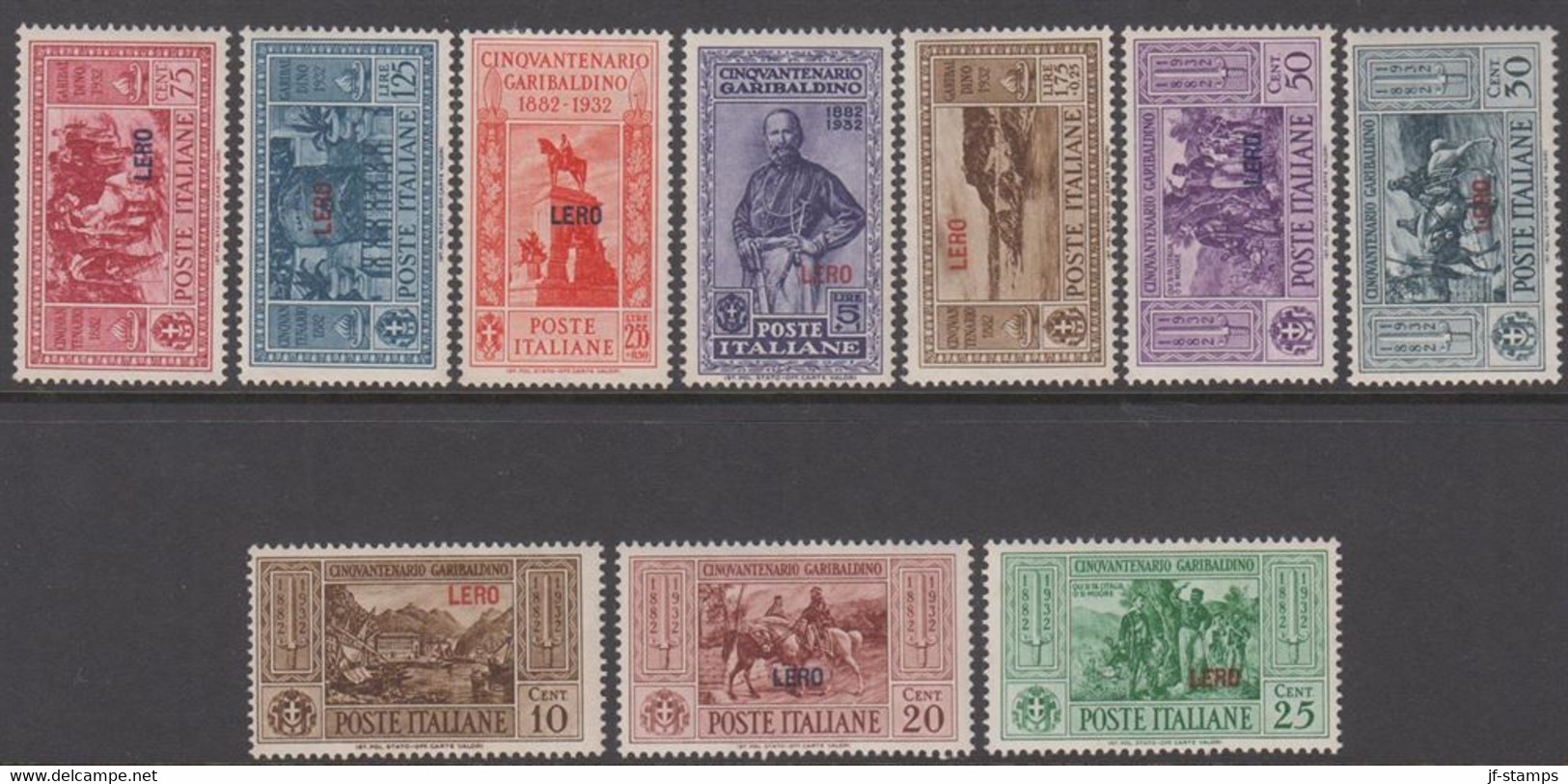 1932. Garibaldi. Complete Set With 10 Stamps. Overprinted LERO.  (Michel 88-97 V) - JF141039 - Aegean