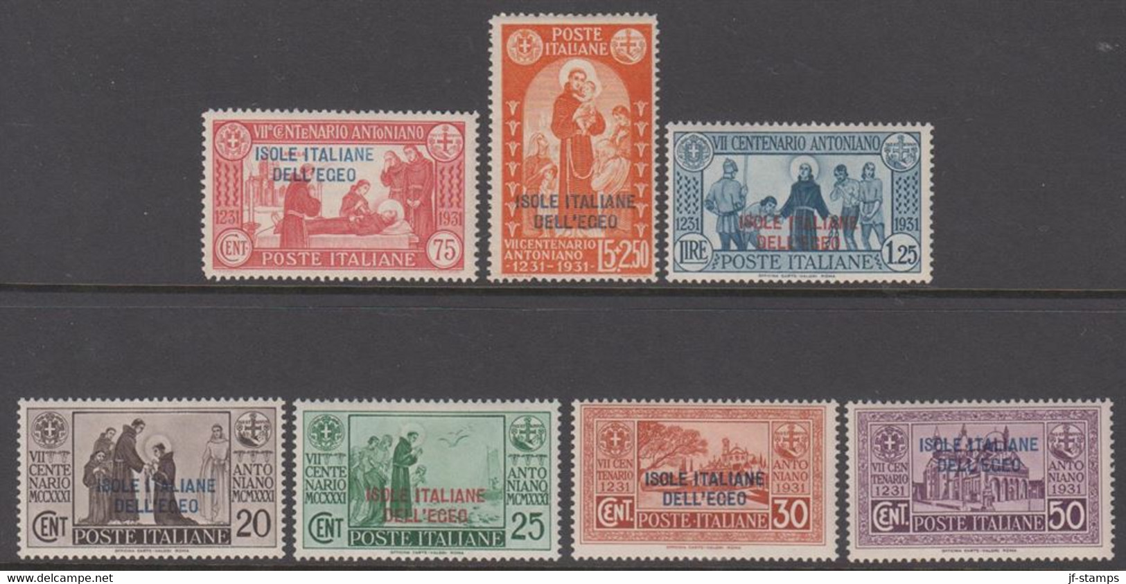 1931. Antonius. Complete Set With 7stamps. Overprinted ISOLE ITALIANE DELL' EGEO. (Michel 63-69) - JF141044 - Egée