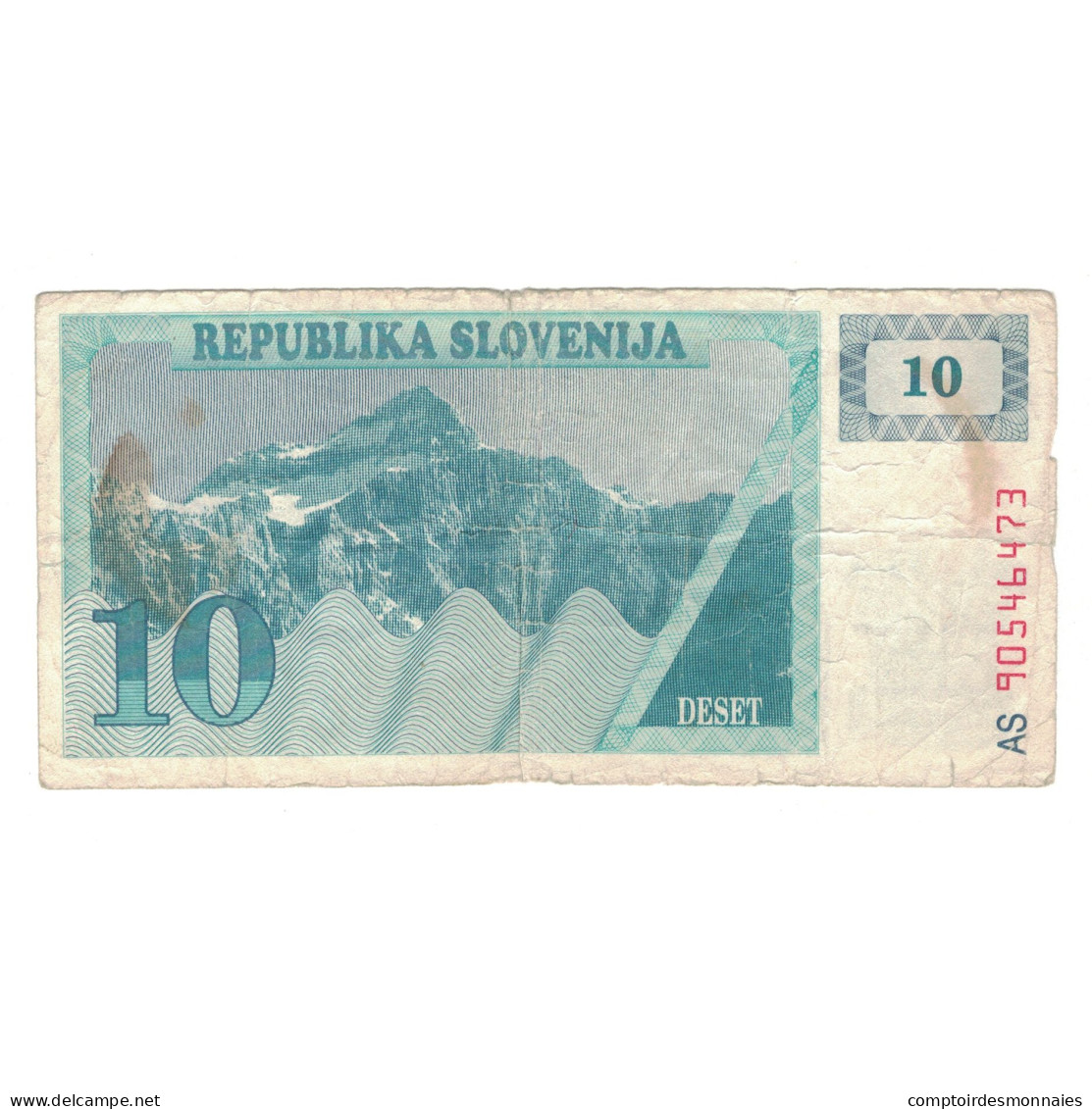 Billet, Slovénie, 10 (Tolarjev), 1990, KM:4a, B - Slovénie