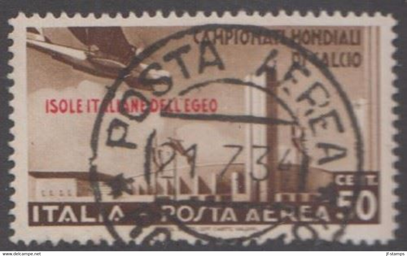 1934. Football World Cup In Italy. 50 C. LUX POSTA AEREA 21. 7. 34. Overprinted ISOLE ITALIAN... (Michel 142) - JF141047 - Egeo