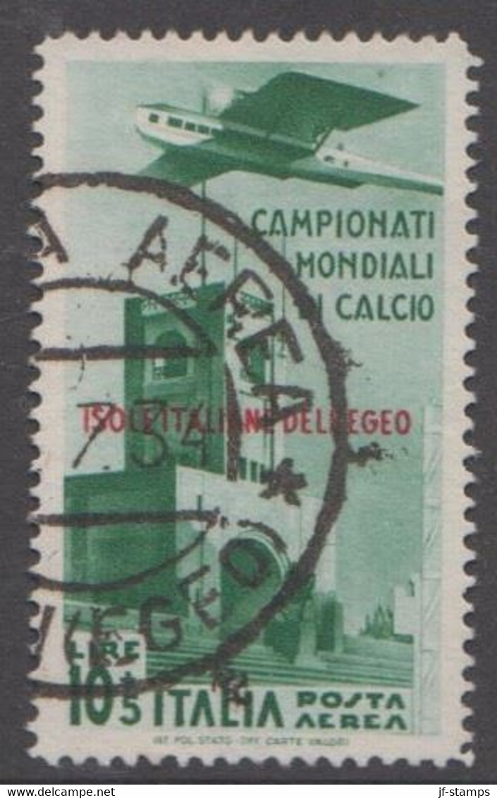 1934. Football World Cup In Italy. 10 LIRE + 5 LIRE. Overprinted ISOLE ITALIANE DELL' EGEO.  (Michel 145) - JF141050 - Aegean