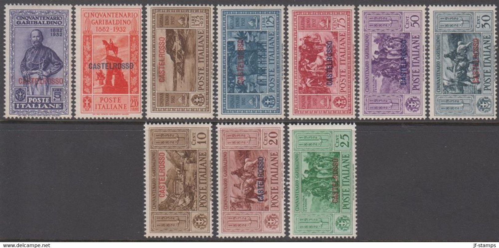 1932. Garibaldi. Overprinted CASTELROSSO. Complete Set With 10 Stamps. Unusual Offer.  (Michel 30-39) - JF141001 - Egée