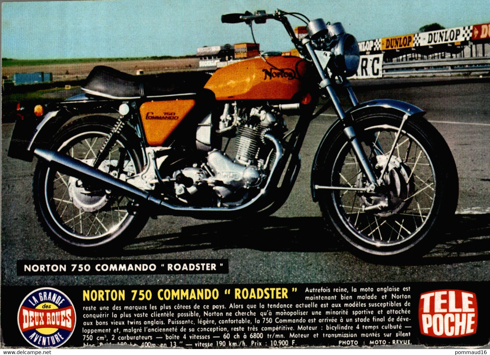 Fiche Technique D'une Norton 750 Commando "Roadster", Découpée Dans Télé Poche - Motos