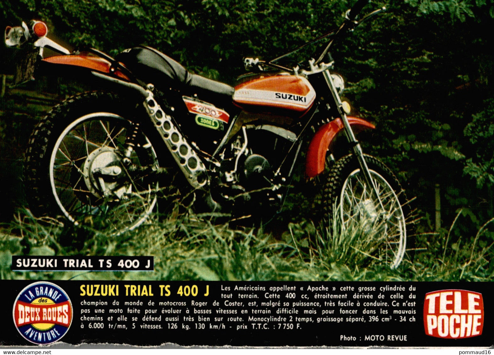 Fiche Technique D'une Suzuki Trial TS 400 J, Découpée Dans Télé Poche - Motos