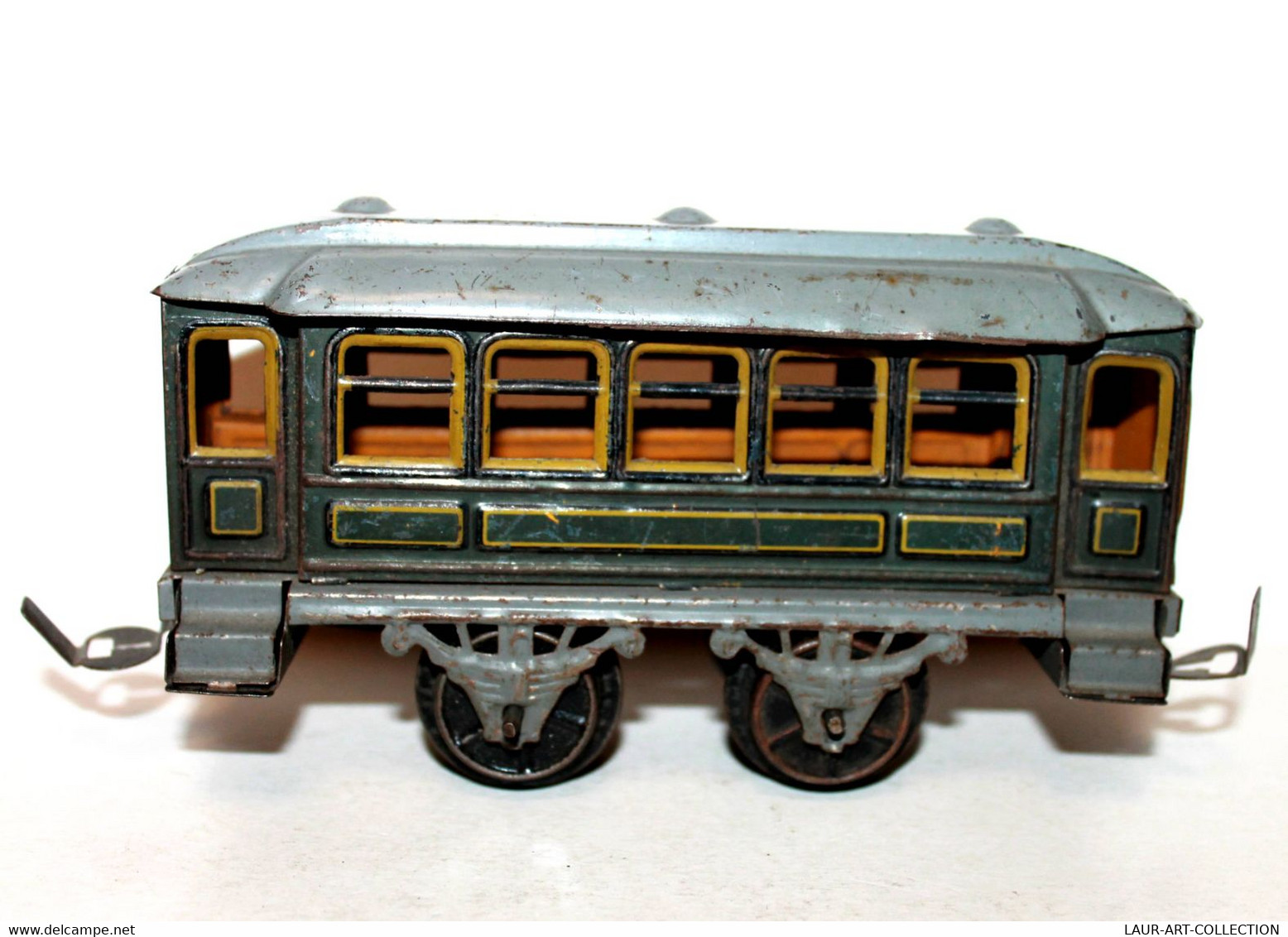 RARE ANCIEN WAGON MARCHANDISE / VOITURE VOYAGEUR EN METAL ECH:O MINIATURE TRAIN - MODELISME FERROVIAIRE (1712.52) - Güterwaggons