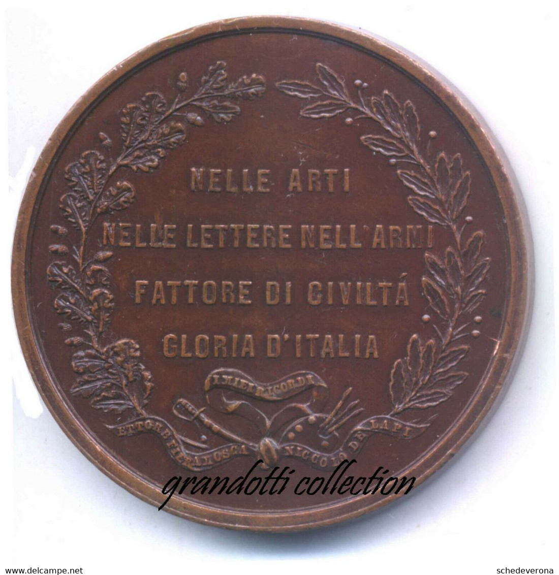 MASSIMO D'AZEGLIO 1866 GLORIA D' ITALIA MEDAGLIA VAGNETTI - Royaux/De Noblesse