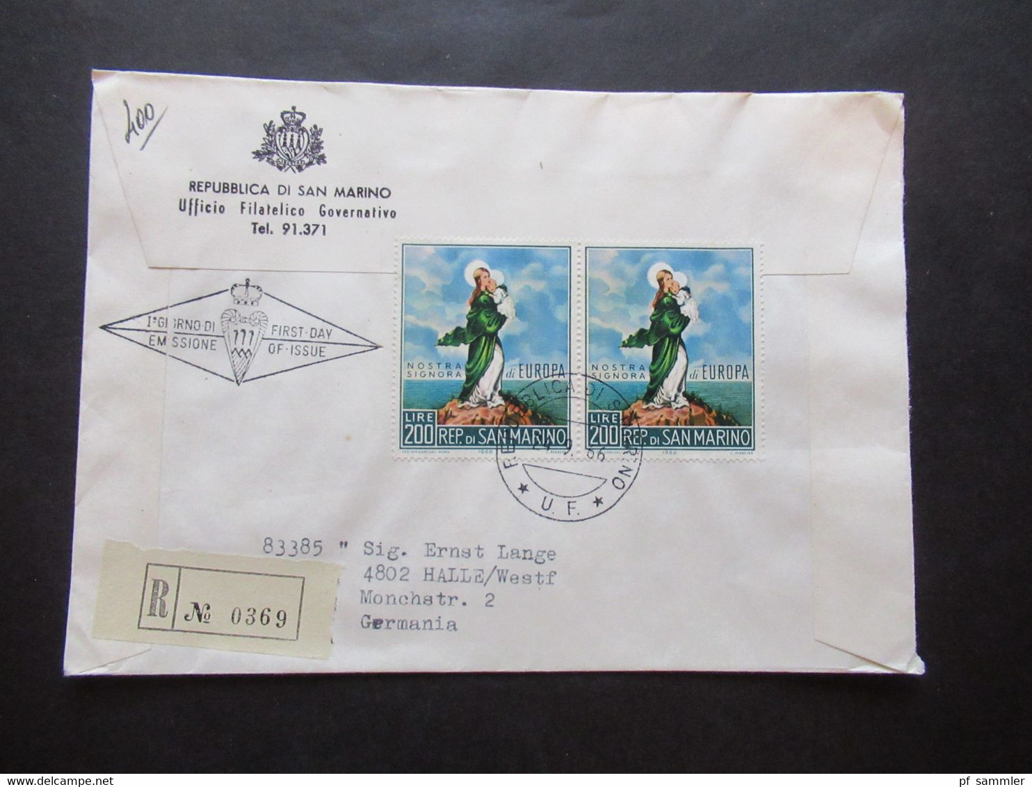 San Matino 1966 Und 67 Ufficio Filatelico Governativo 2x Einschreiben / Reko Brief / FDC Nach Halle Westfalen - Storia Postale