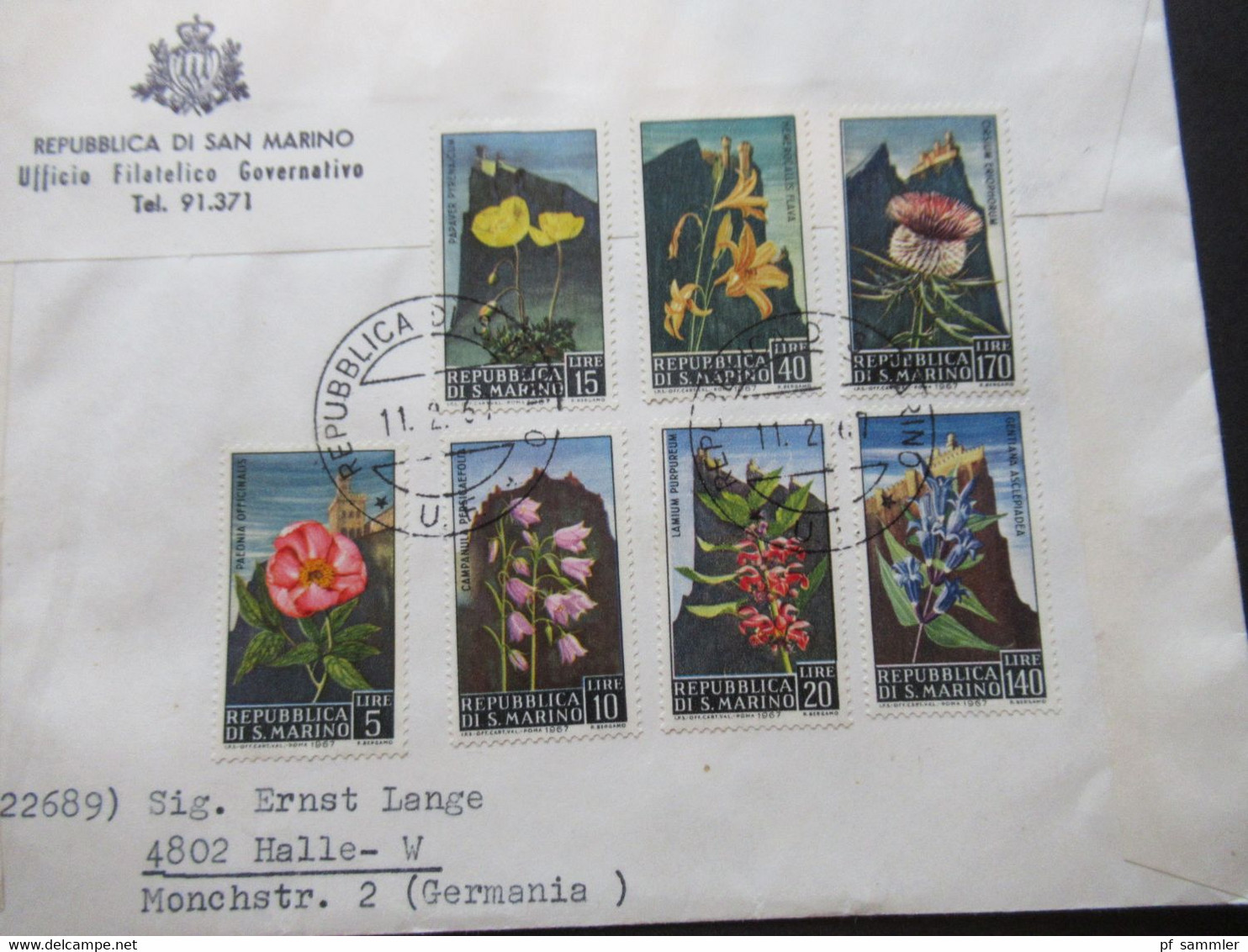 San Matino 1966 und 67 Ufficio Filatelico Governativo 2x Einschreiben / Reko Brief / FDC nach Halle Westfalen