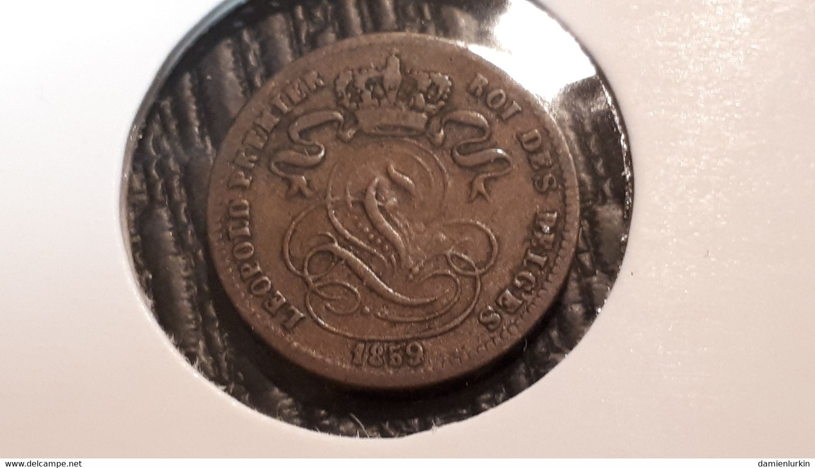 BELGIQUE LEOPOLD PREMIER RARE 1 CENTIME 1859 SANS TRAIT SOUS CENT ! COTES : 25€-90€-270€-... !!! - 1 Cent