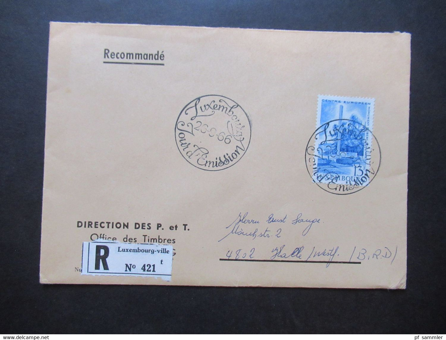 Luxemburg Direction Des P. Et T.1966 2x Einschreiben Luxembourg Ville / Versand Für Sammlermarken - Cartas & Documentos