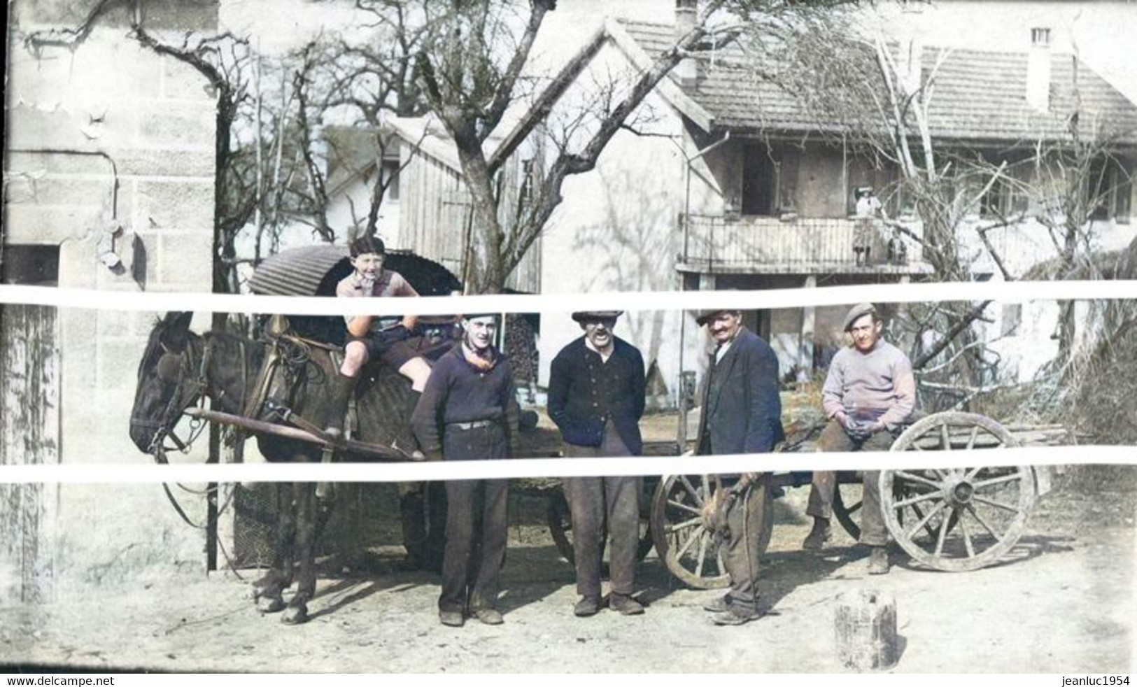 OUVRIERS ATTELAGE    TIRAGE D APRES PLAQUE PHOTO OU CARTE ANCIENNE COLORISEE PAR MES SOINS - Shopkeepers