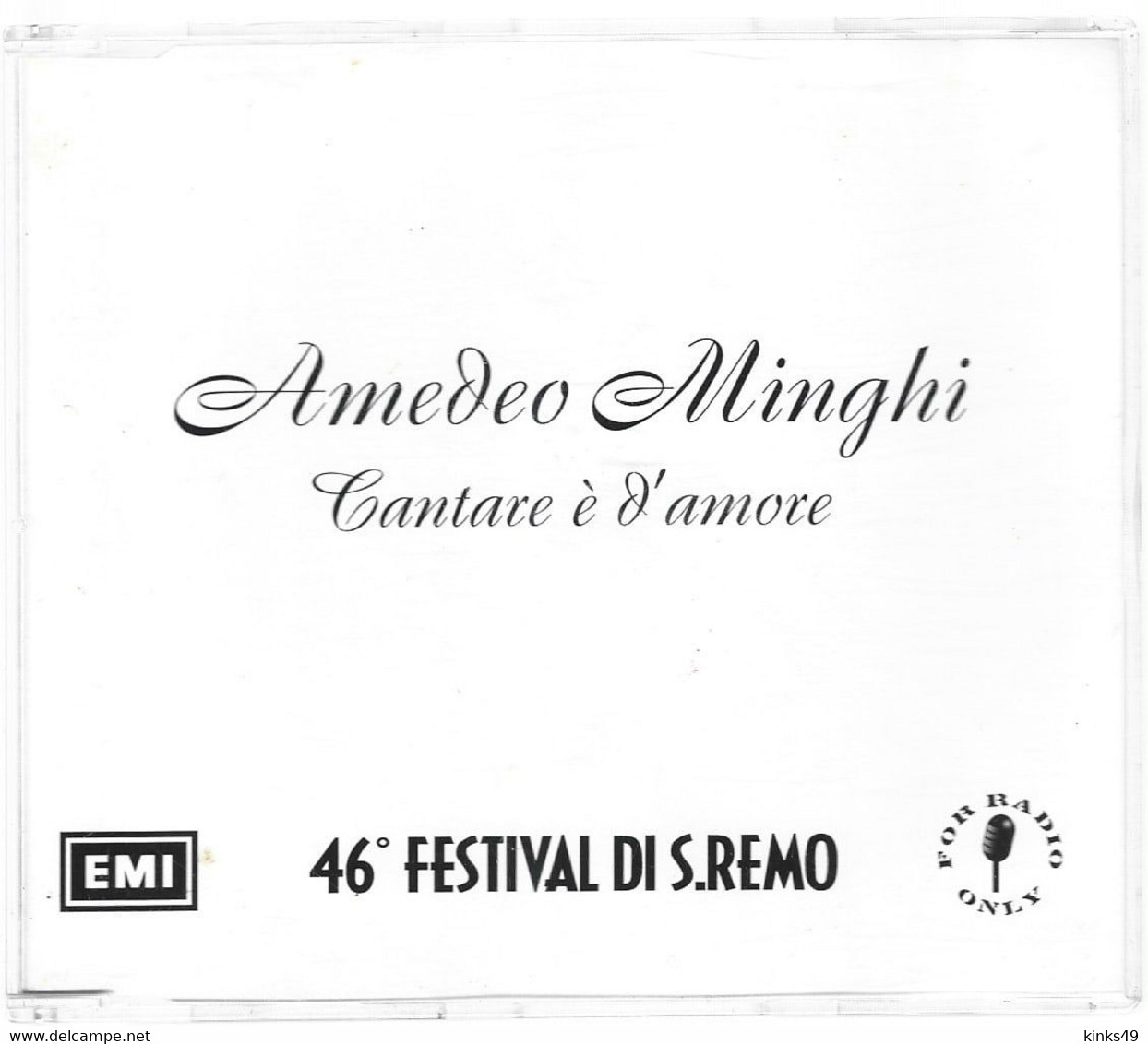 AMEDEO MINGHI : CD Singolo Promozionale < Cantare è D'amore > 1996 / EMI - Other - Italian Music
