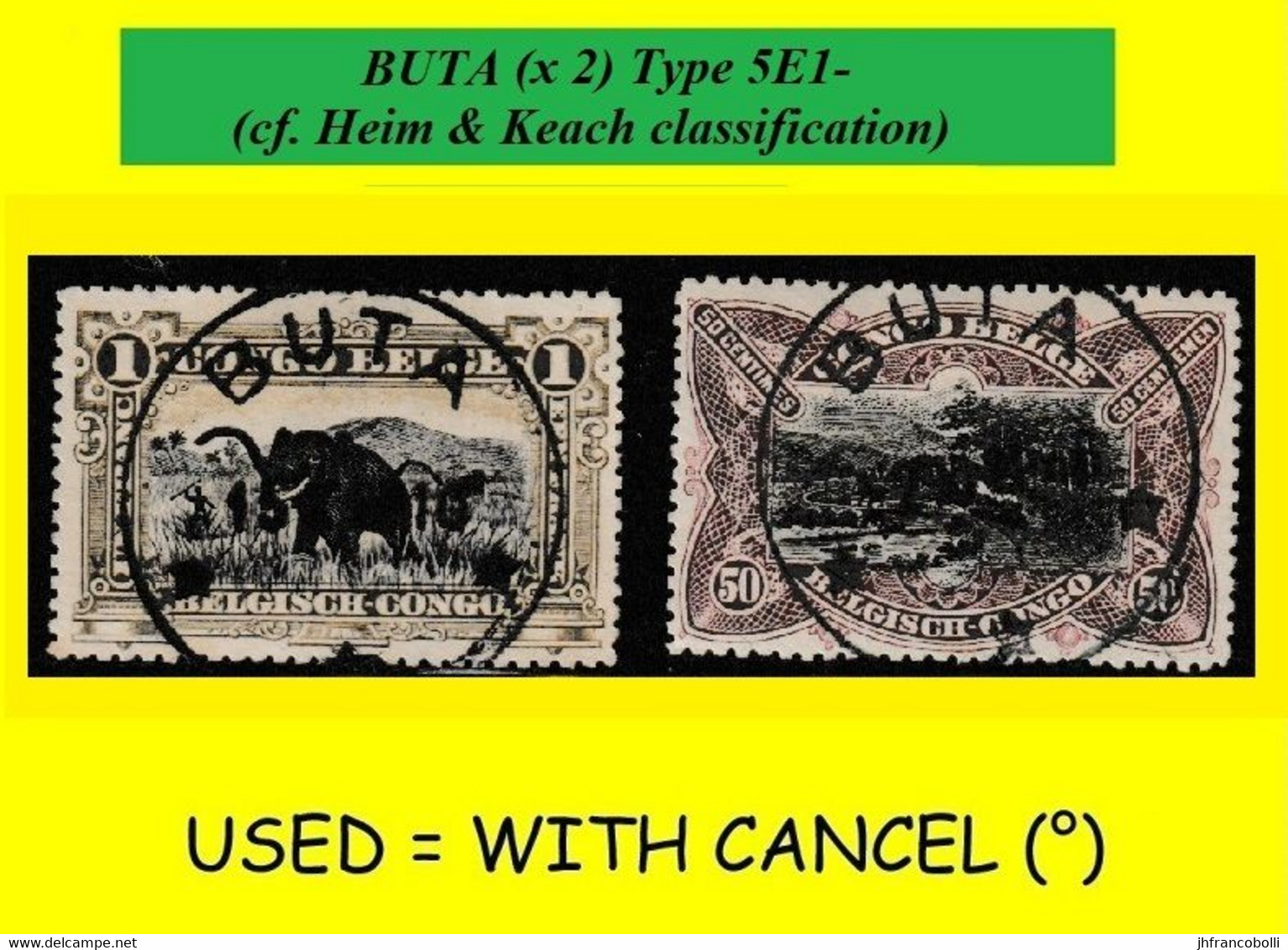 1915 BUTA BELGIAN CONGO / CONGO BELGE  CANCEL STUDY [G] SELECTION COB 069+070 (x 2 STAMPS) TYPE 05E1- = 3 STARS - Abarten Und Kuriositäten