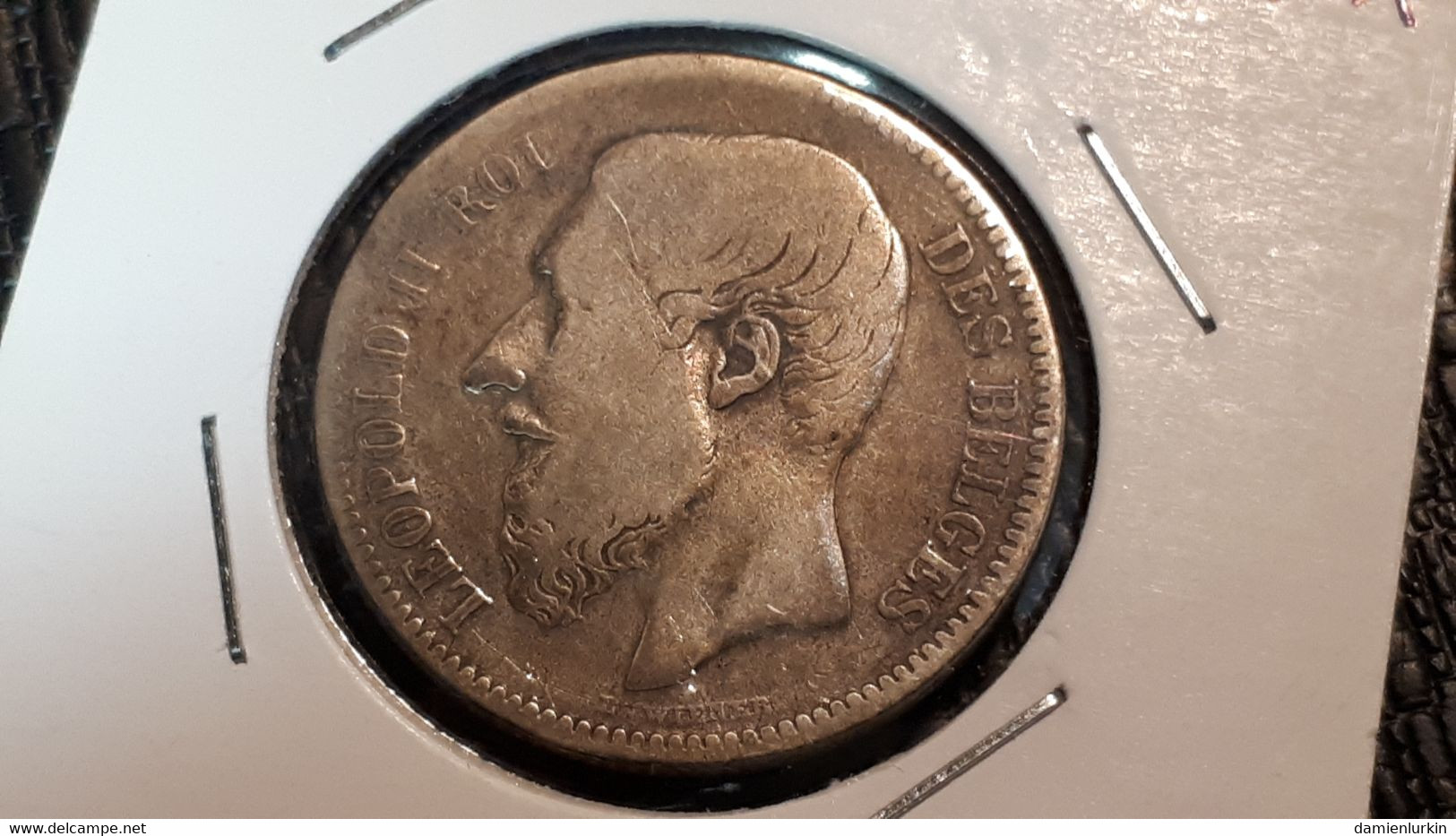 BELGIQUE LEOPOLD II RARE 2 FRANCS ARGENT 1866 TRAME INVERSEE OMGEKEERDE ARCERING ! COTES : 75€-300€-1200€-... !!! - 2 Francs