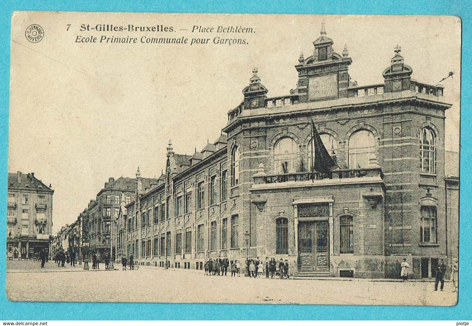 * Sint Gillis - Saint Gilles (Brussel - Bruxelles) * (G. Hermans, Nr 7) Place Bethléem, école Primaire Communale Garçons - St-Gilles - St-Gillis