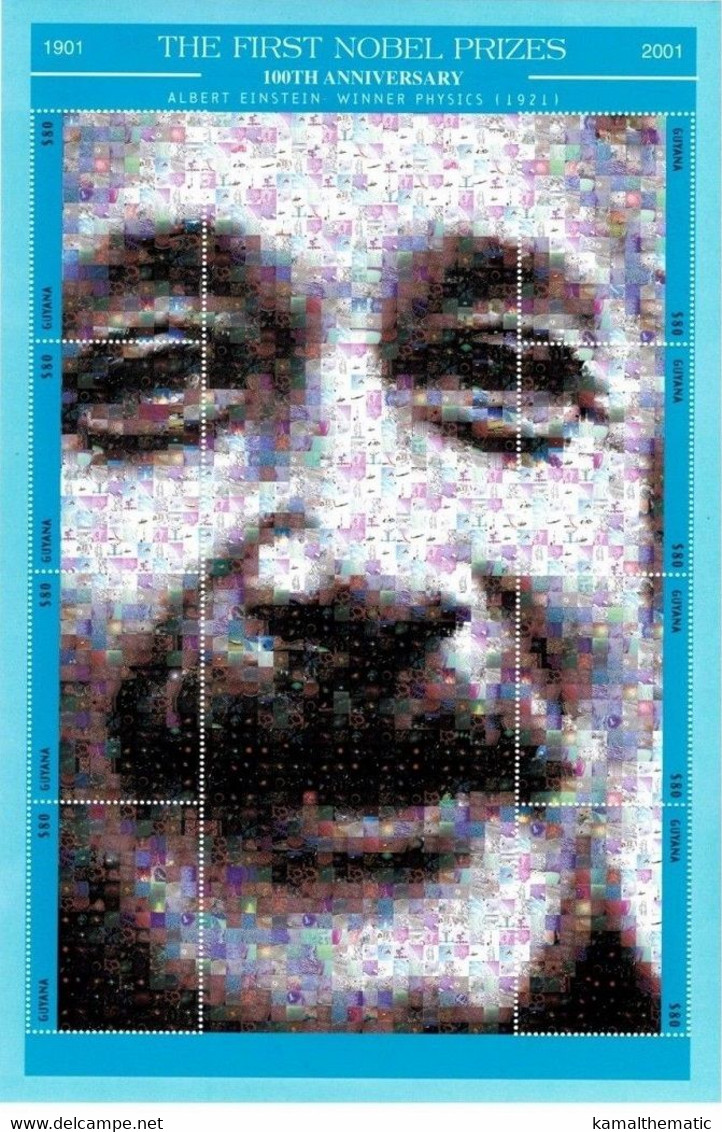 Nobel Physics Winner Einstein Photomasaic, Guyana 2002 MNH SS - Albert Einstein