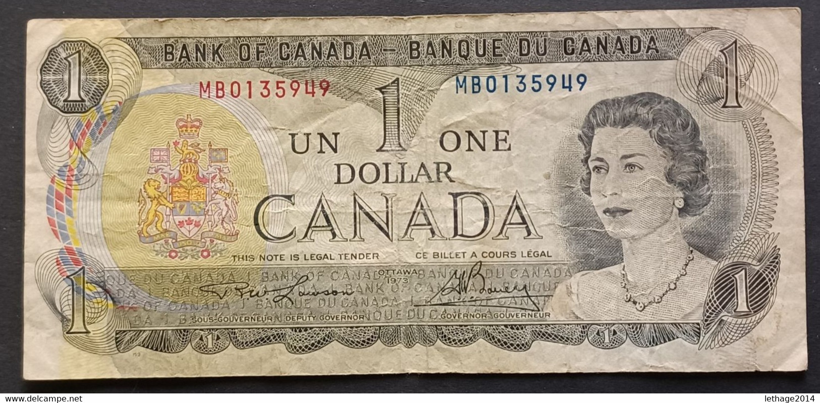 BANKNOTE CANADA 1 DOLLARO 1973 QUEEN ELIZABETH CIRCULATED - Canada