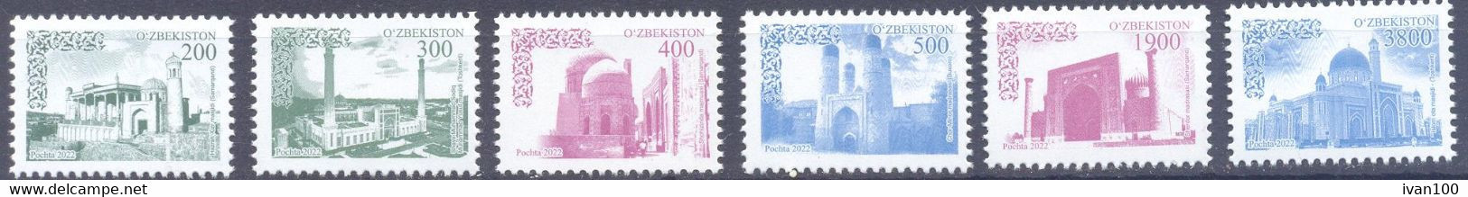 2022. Uzbekistan, Definitives, Ancient Monuments, 6v, Mint/** - Uzbekistan