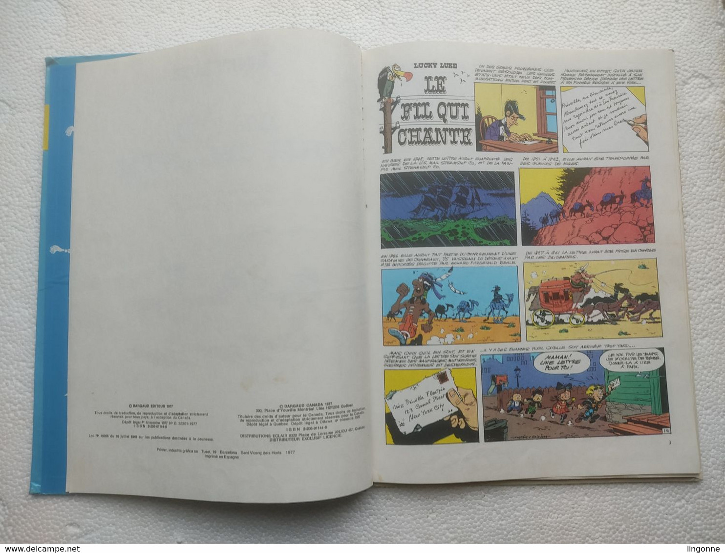 LUCKY LUKE - N° 15 - Edition Originale 1977 - LE FIL QUI CHANTE - DARGAUD Editeur - Lucky Luke