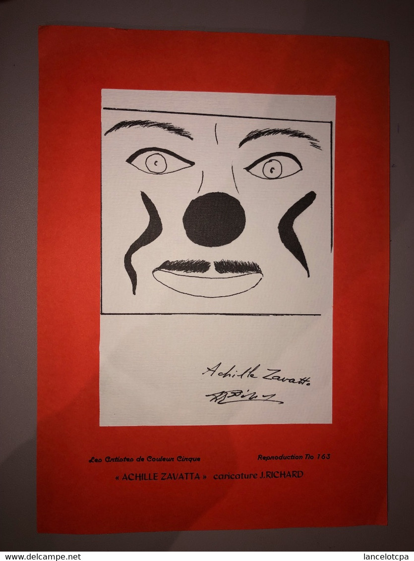 LES ARTISTES DE COULEUR CIRQUE / ACHILLE ZAVATTA - CARICATURE JEAN RICHARD - Dessins