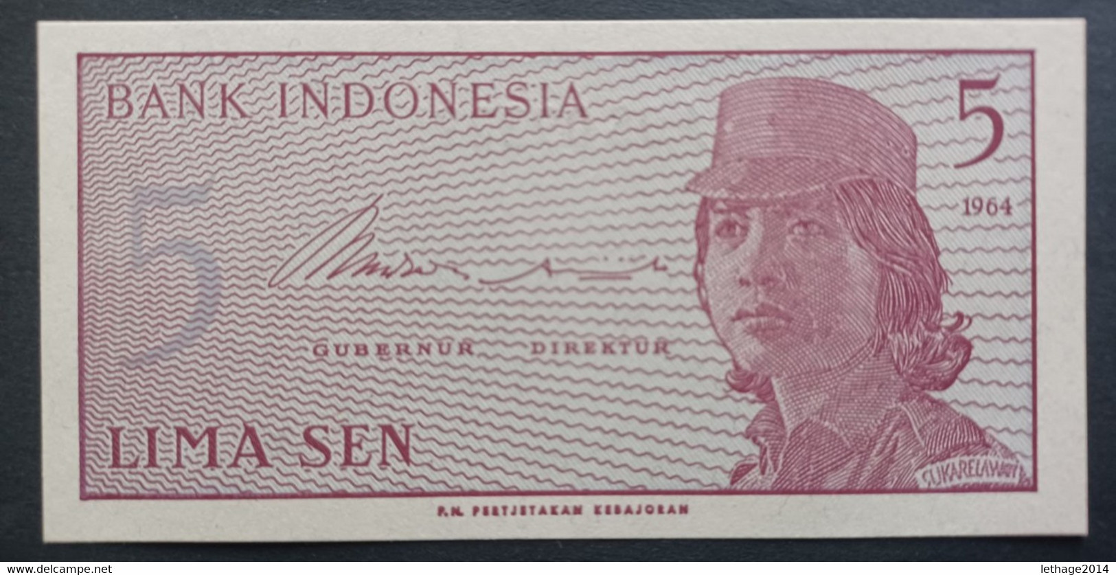 BANKNOTE INDONESIA  5 LIMA SEN 1964 SERIE AOS UNCIRCULATED - Indonésie