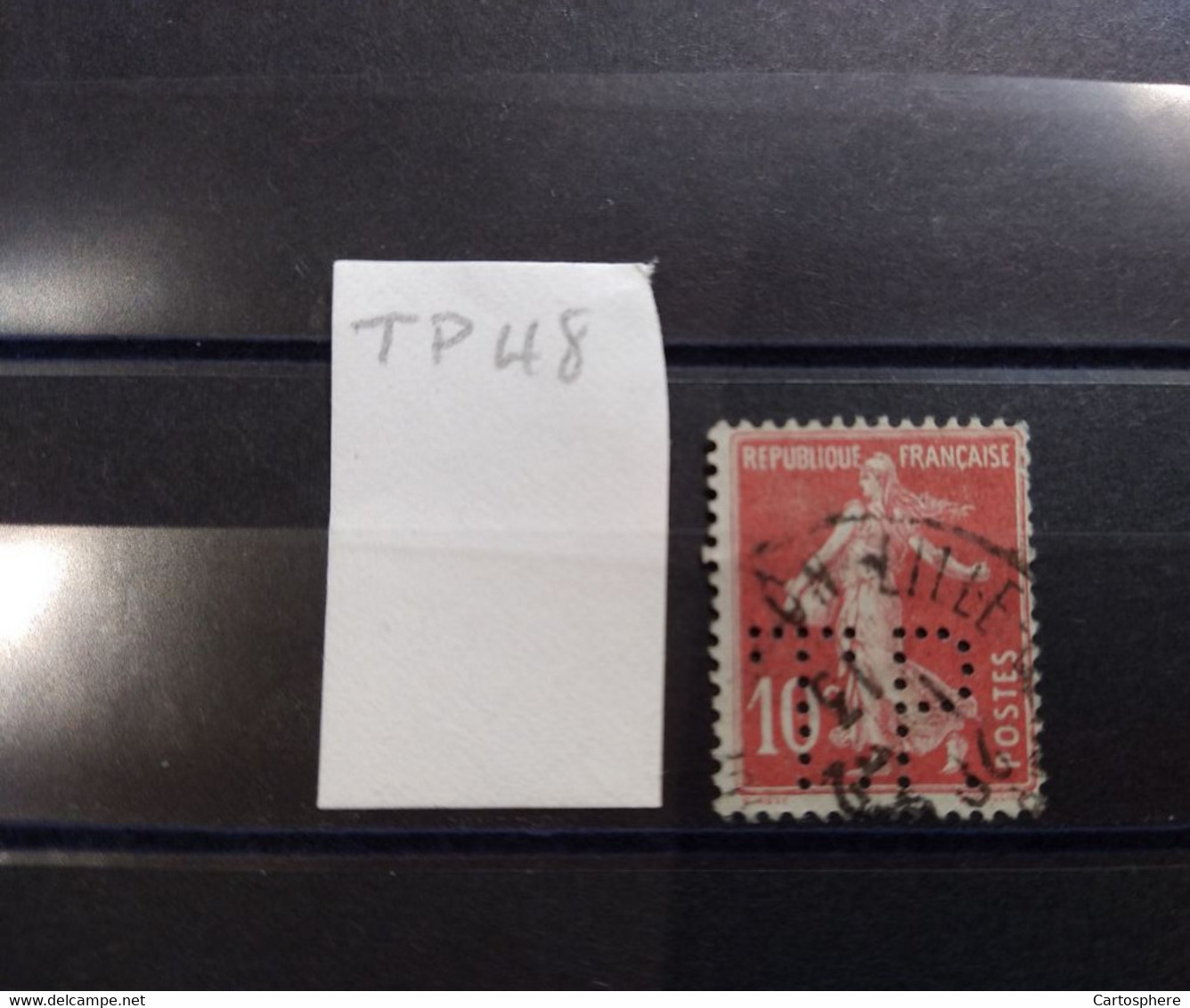 FRANCE TP 48 TIMBRE T.P 48  INDICE 7 SUR 138 SEMEUSE PERFORE PERFORES PERFIN PERFINS PERFO PERFORATION PERFORIERT - Used Stamps