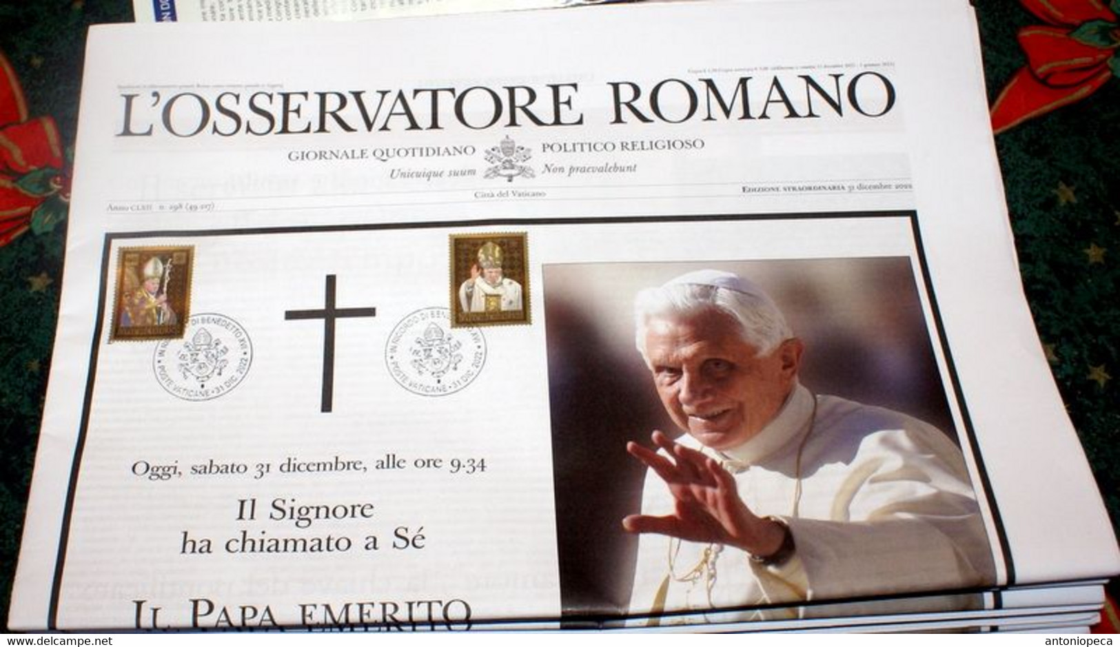 VATICAN 2022, DEATH POPE BENEDICT XVI° EXTR. EDITION NEWSPAPER OSSERVATORE ROMANO, SPECIAL CANCEL - Covers & Documents