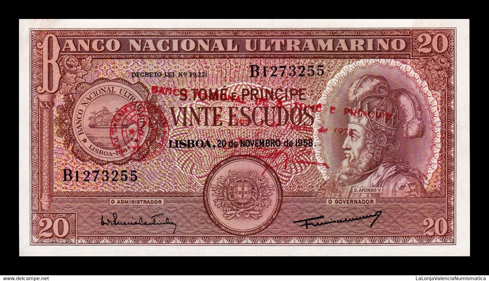 Santo Tomé Y Príncipe 20 Escudos BNU 1976 Pick 44 SC UNC - San Tomé Y Príncipe