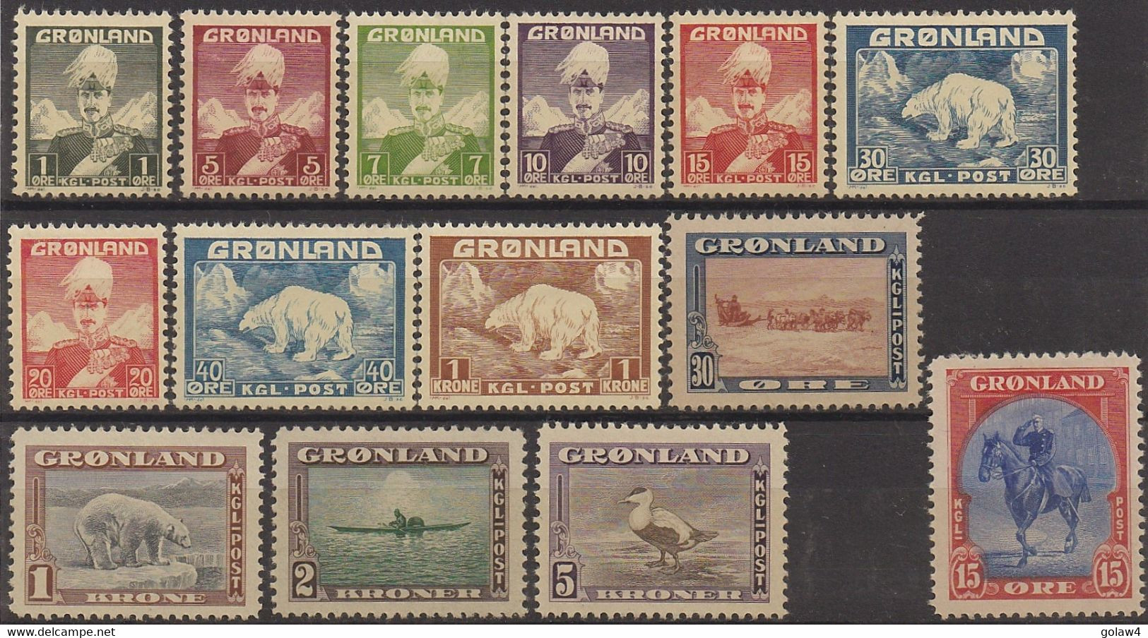 31220# GROENLAND LOT TIMBRES * Entre N° 1 & 18 * CHARNIERES PROPRES Cote 200 Euros - Lots & Serien