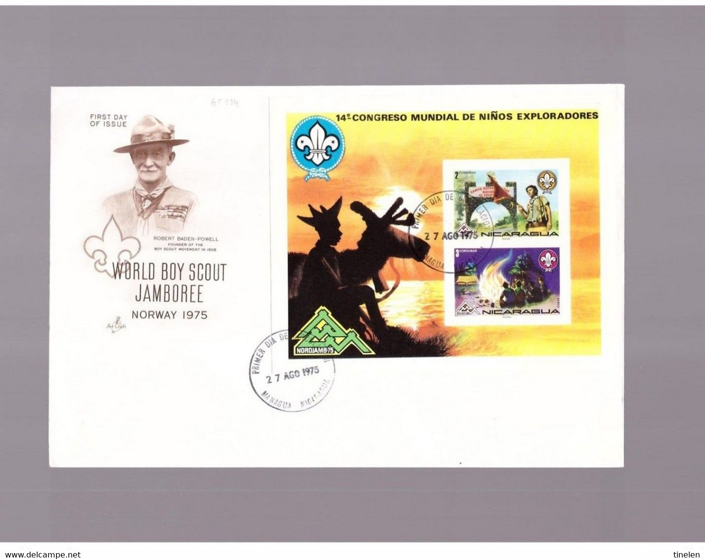 Nicaragua -27 8 1975 Fdc Scout - Gebraucht