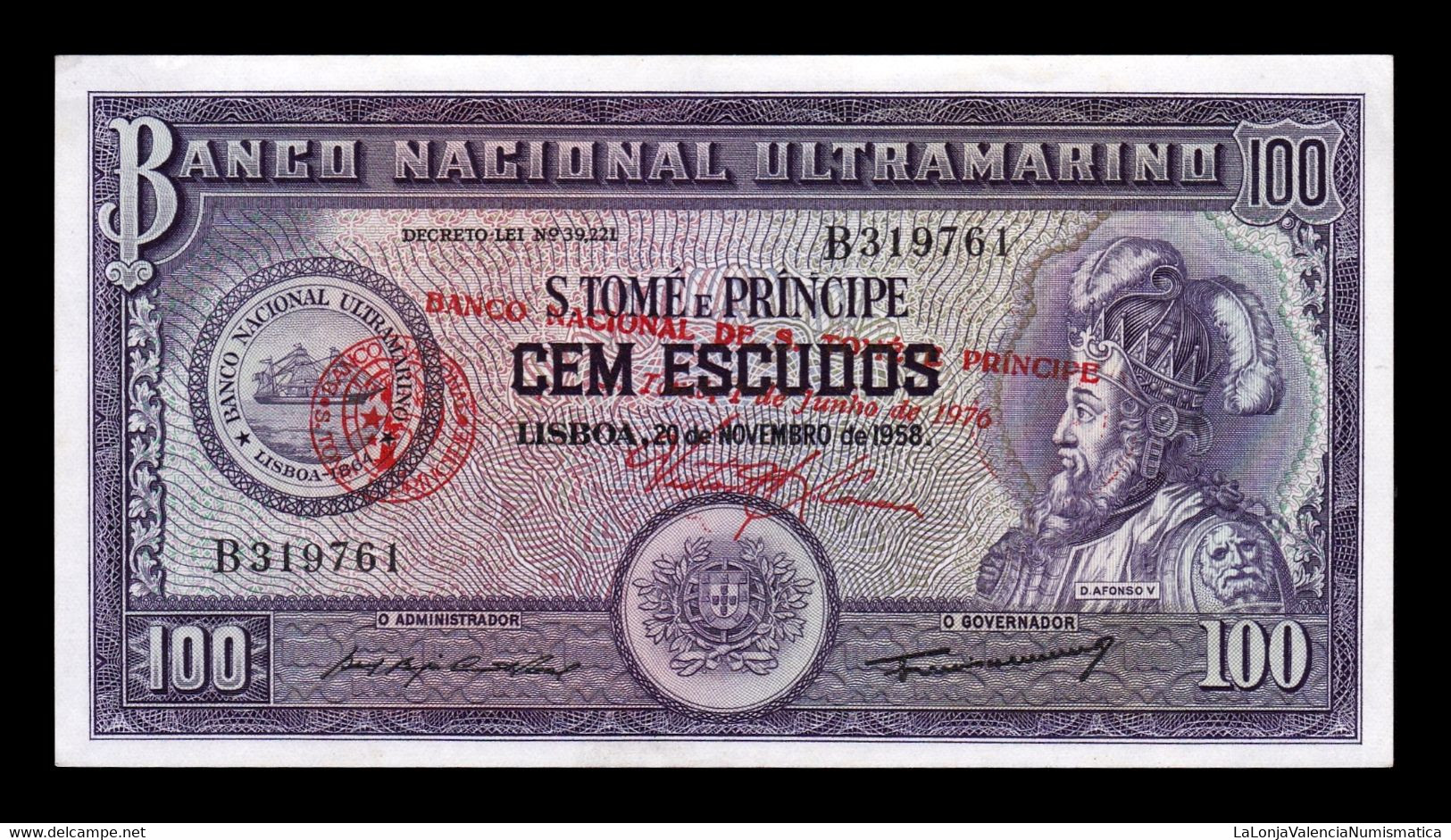 Santo Tomé Y Príncipe 100 Escudos BNU 1976 Pick 46 SC- AUNC - São Tomé U. Príncipe