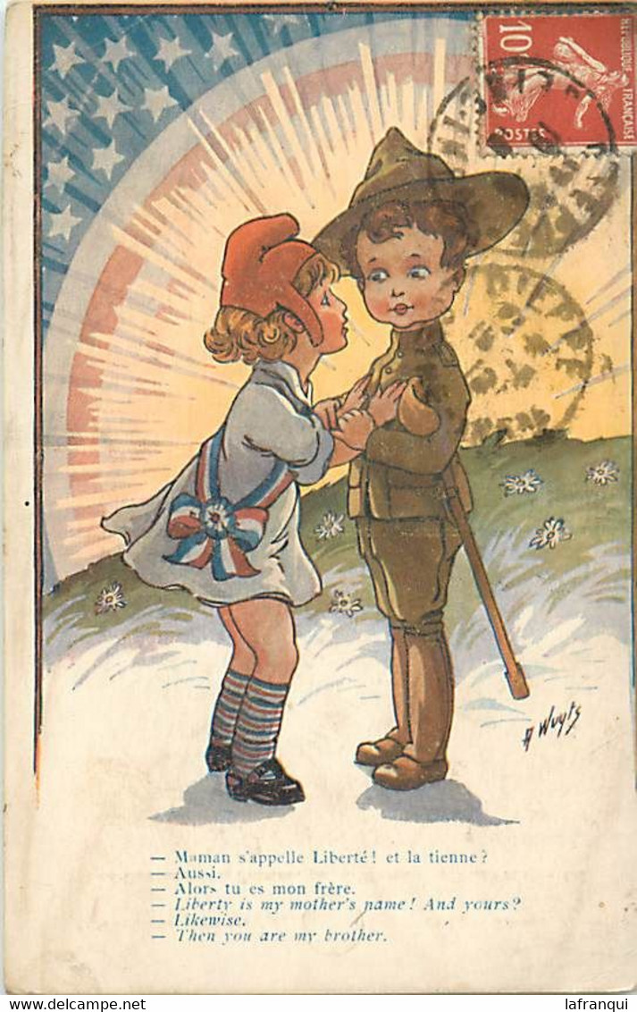 Themes Div-ref NN139-guerre 1914-18-illustrateur Whuyts - Enfants - Fillette Francaise Et Garcon Armee Anglaise  - - Wuyts