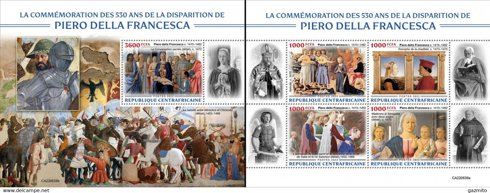 Centrafrica 2022, Art, Piero Della Francesca, 4val In Block +BF - Paintings