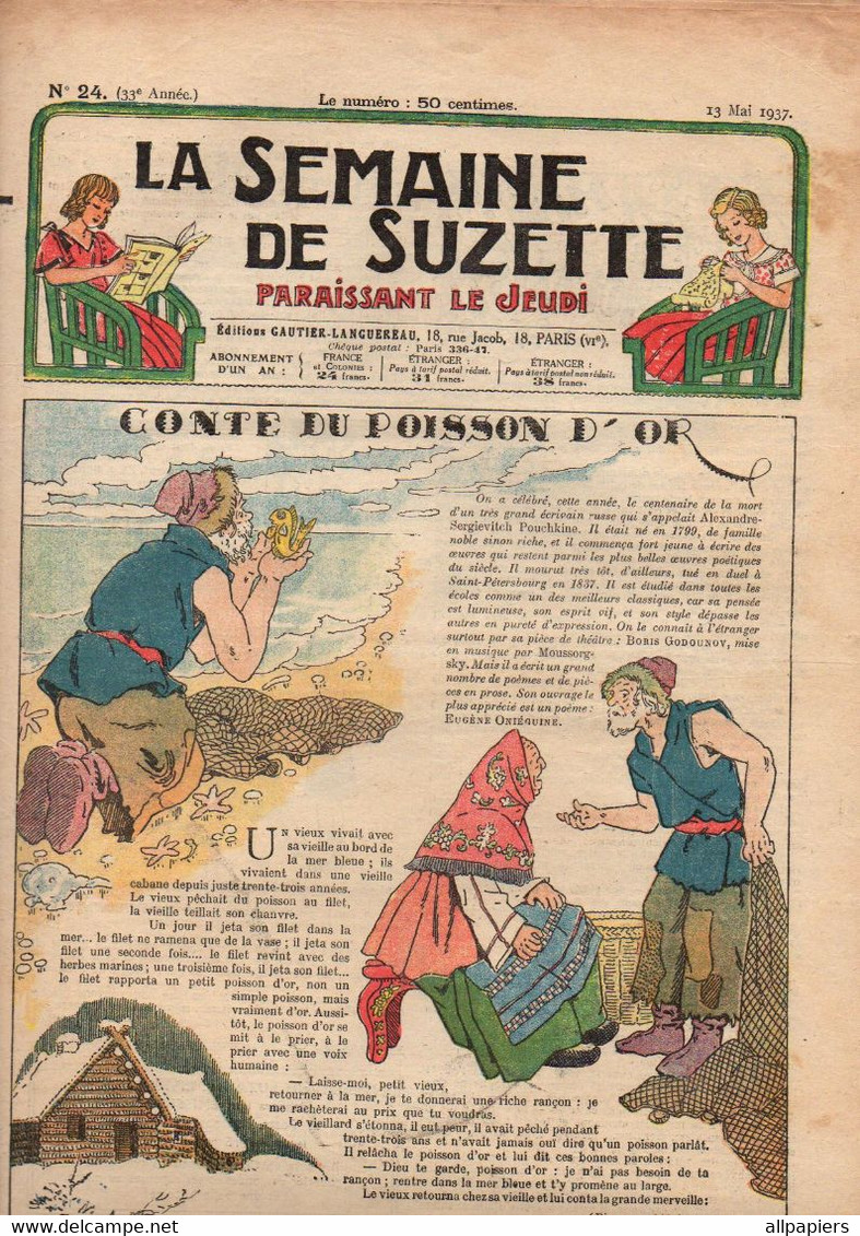 La Semaine De Suzette N°24 Conte Du Poisson D'or - Comment Naquit Le Célèbre Guignol - Babette La Coquette Grenouille... - La Semaine De Suzette