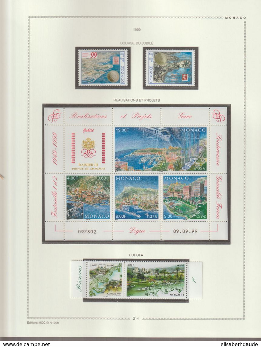 1961/1999 - MONACO - COLLECTION COMPLETE +BLOCS+POSTE AERIENNE+PREO.. ! 225 FEUILLES MOC ! **/* MNH/MLH -COTE > 5500 EUR