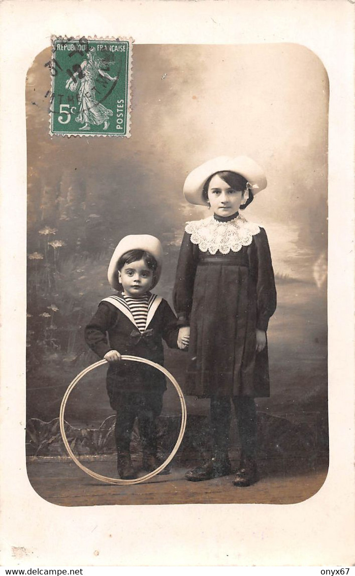 Carte Photo Lefebvre-LUNEVILLE-54-Meurthe Et Moselle Enfant-Jeune-Fille-Young-Girl-Child Woman-Kind-Cerceau Bonne ANNEE - Abbildungen