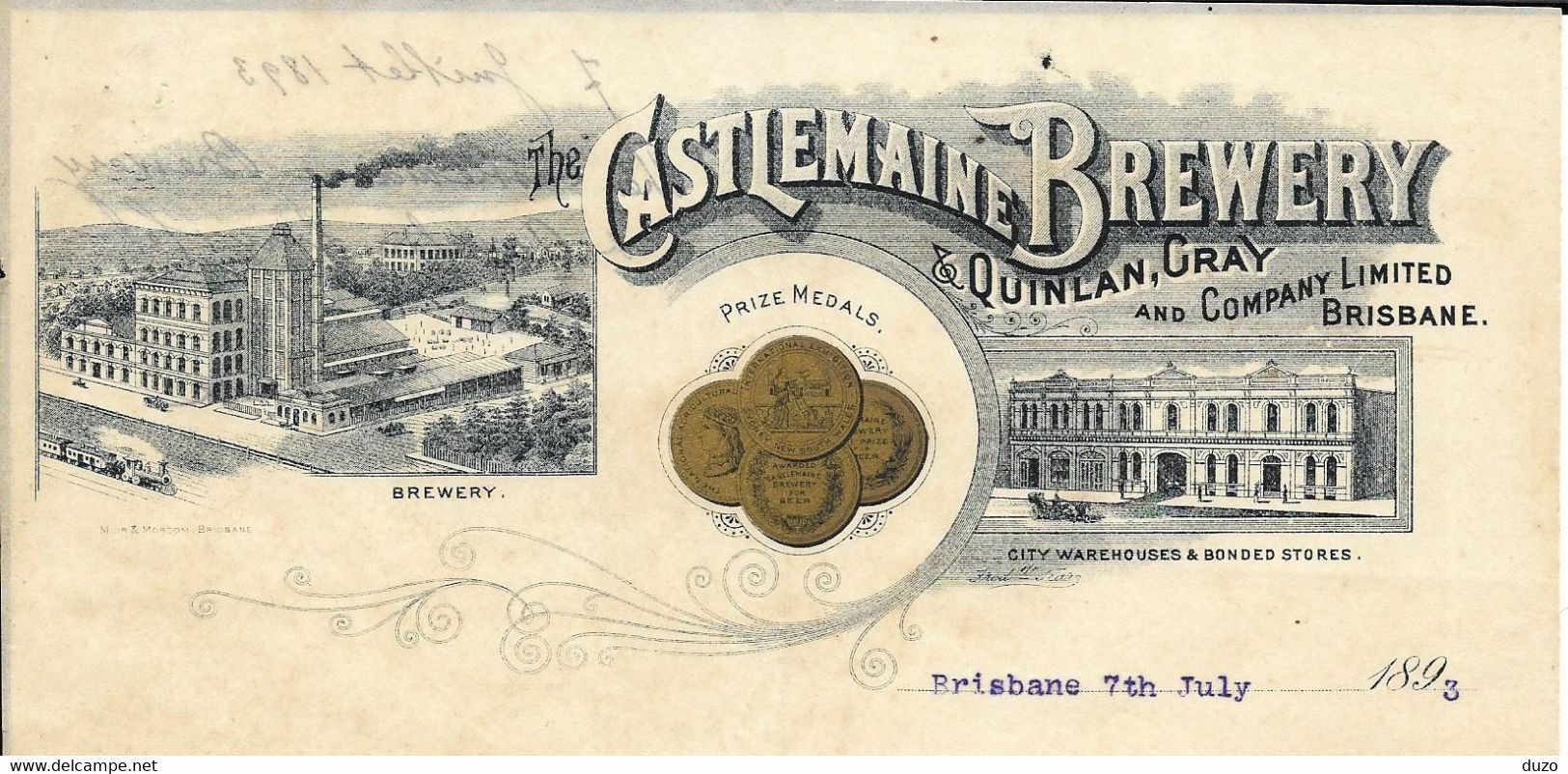 Australie -  Brisbane 1893 - Castlemaine Brewery & Quinlan.Gray And Company Limited Brisbane. - Australia