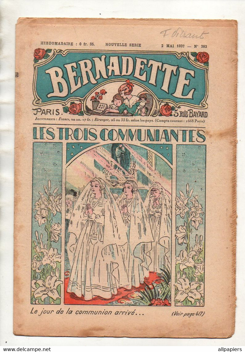 Bernadette N°383 Les Trois Communiantes - Du Parana Au Paraguay - Paroles Et Partition Le Monsieur Et Le Bergère - Châle - Bernadette