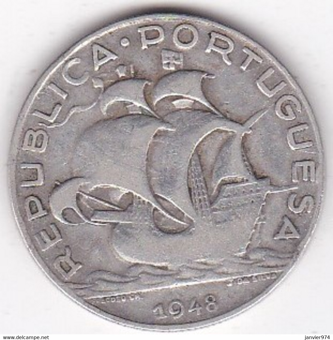 Portugal, 5 Escudos 1948, En Argent, KM# 581 - Portugal