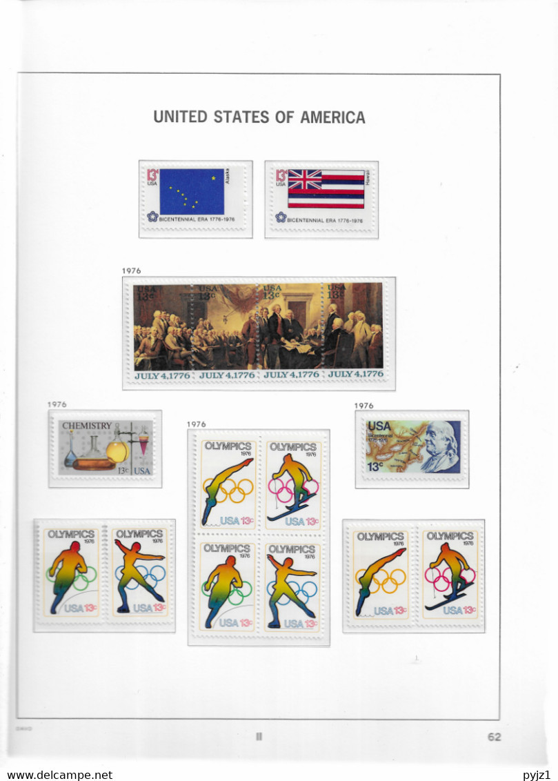 1976 MNH USA  Year Complete According To DAVO Album, Postfris** - Annate Complete