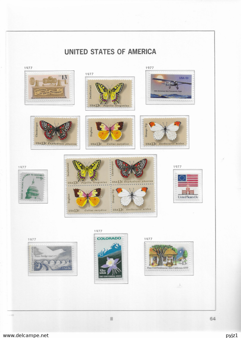 1977 MNH USA  Year Complete According To DAVO Album, Postfris** - Années Complètes