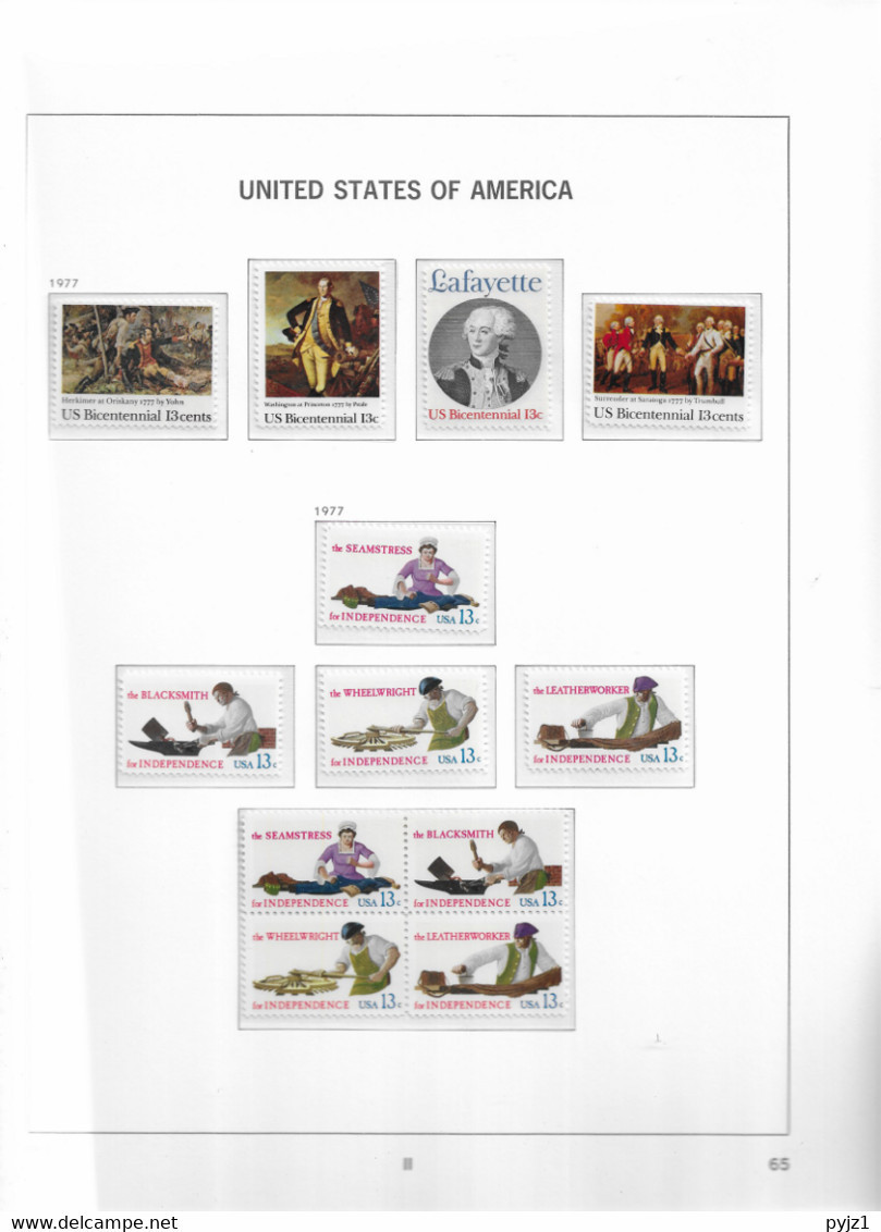 1977 MNH USA  Year Complete According To DAVO Album, Postfris** - Años Completos