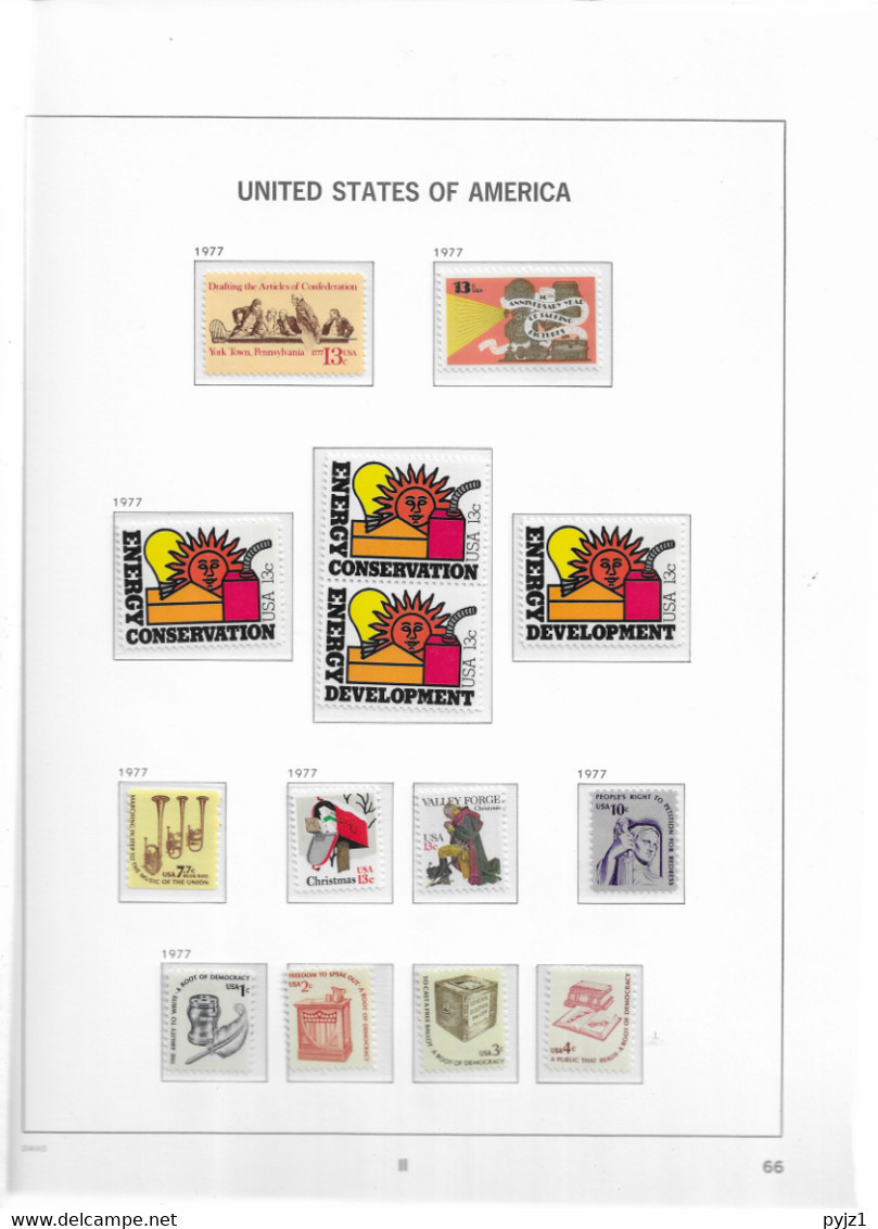 1977 MNH USA  Year Complete According To DAVO Album, Postfris** - Volledige Jaargang