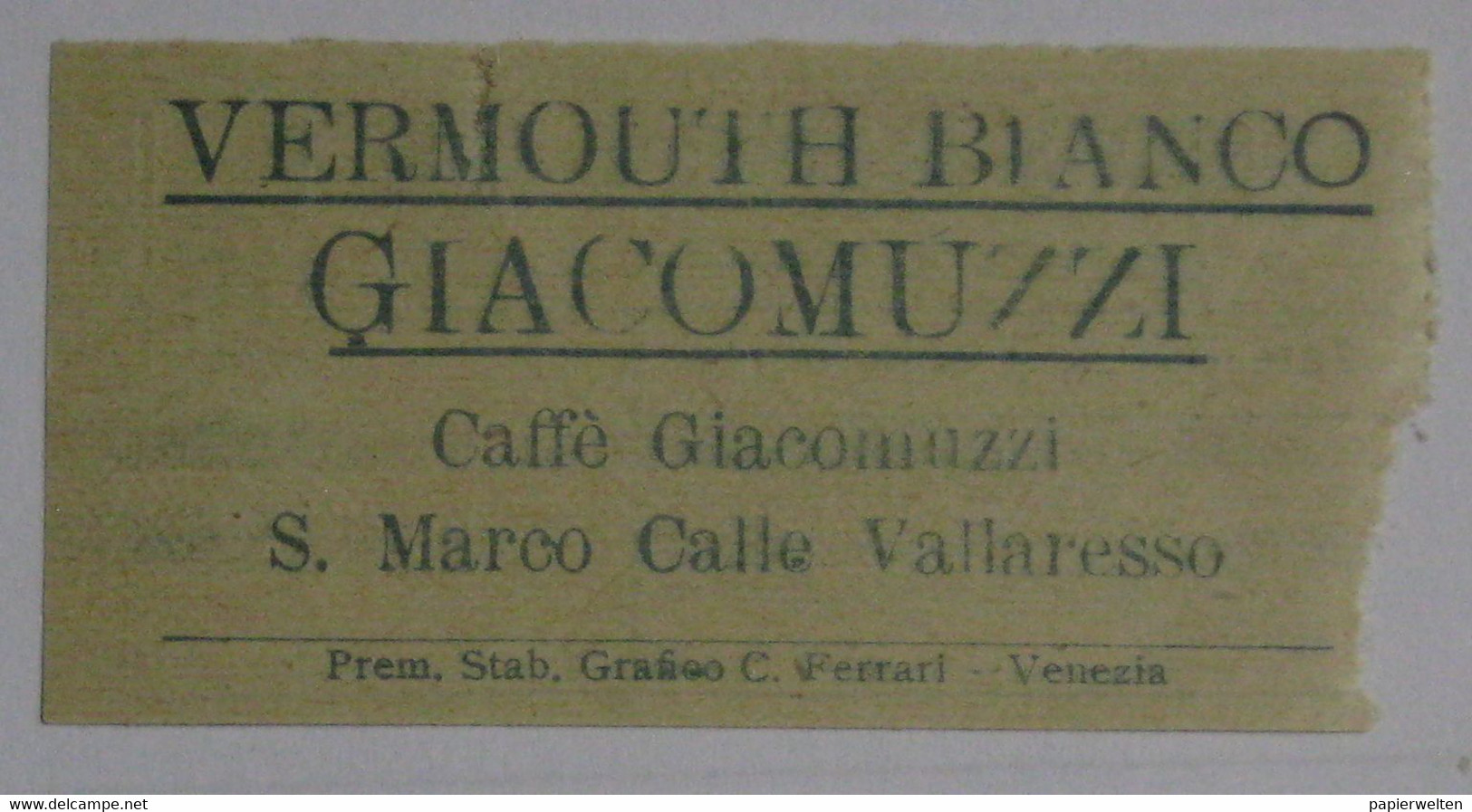 Lido Di Venezia - Tramvia Elettrica Lido C.I.G.A / Vermouth Bianco Giacomuzzi Caffe Giacomuzzi S. Marco Calle Vallaresso - Europe