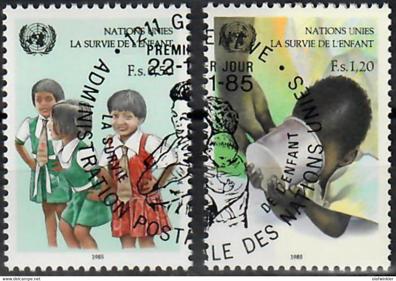1985 La Survie De L'Enfant Zum 138-9 / Mi 135-6 / Sc 138-9 / YT 135-6 Oblitéré / Gestempelt /used [zro] - Usados