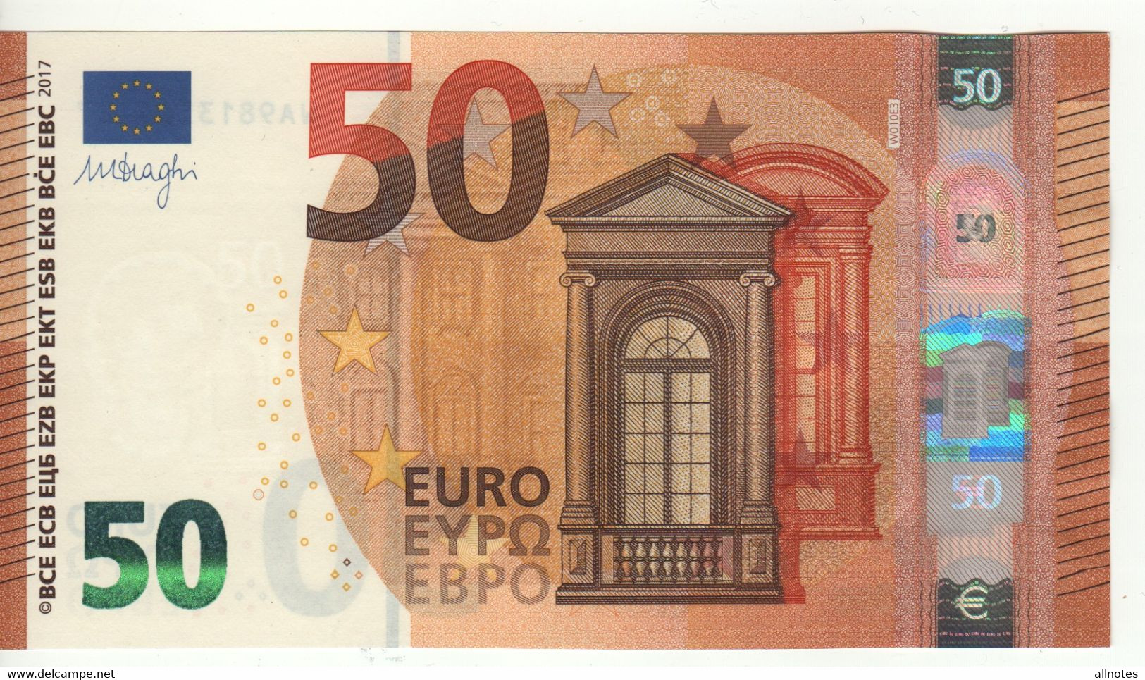 50 EURO  "Germany"  DRAGHI   W 010 E3    WA9800969941 / FDS - UNC - 50 Euro