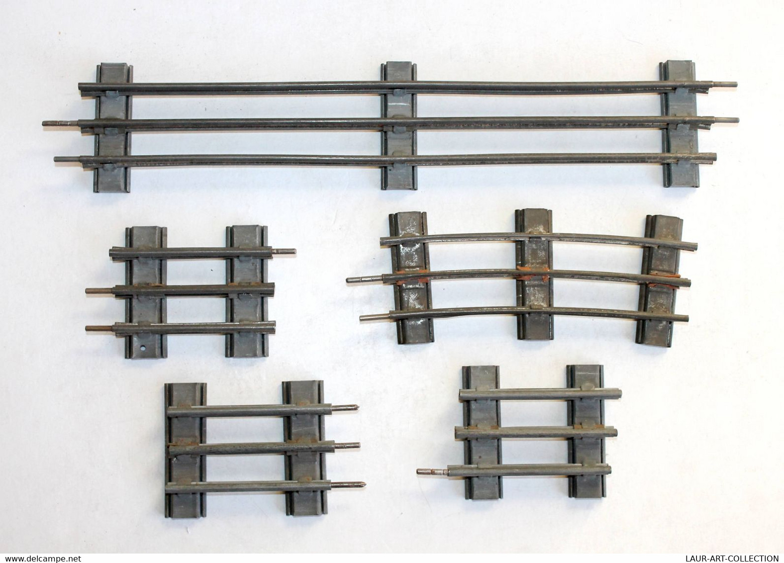 LOT De 5 RAIL DROIT & COURBE, ECH:O/0, L:9,16,32cm MINIATURE TRAIN CHEMIN DE FER - MODELISME FERROVIAIRE (1712.165) - Gleise