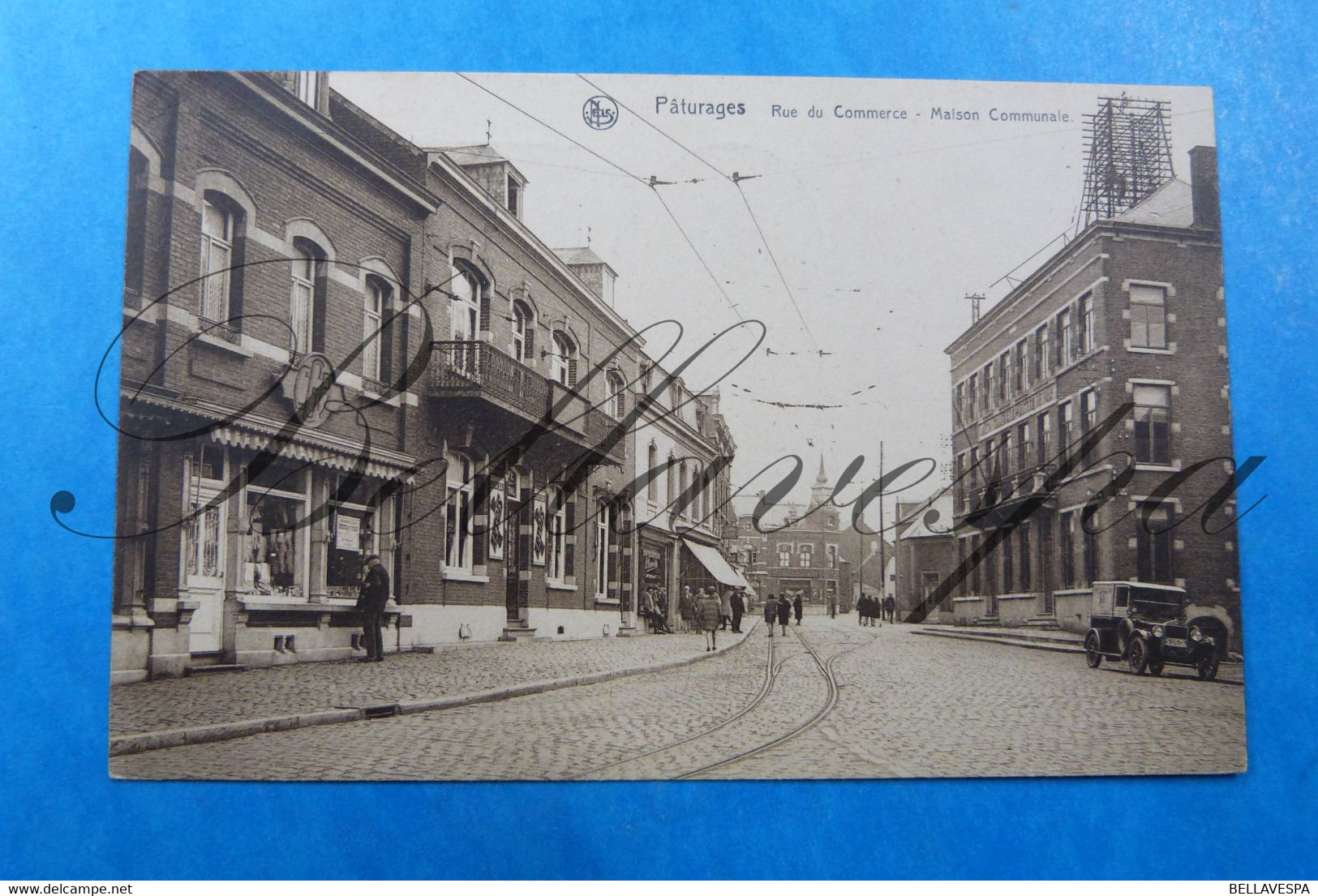 Pâturages Rue Du Commerce Maison Communale Maison C.G.A.-CAfe  Bieres Artois.1934 - Colfontaine