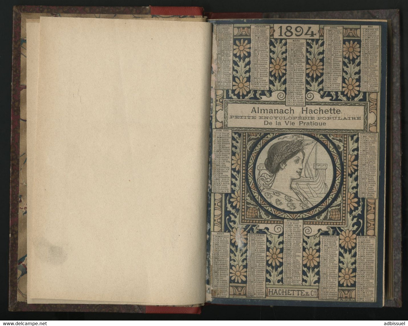 ALMANACH HACHETTE De 1894 Reliés Dos Cuir Rouge Très Bon état + Titre Doré Voir Description - Andere & Zonder Classificatie